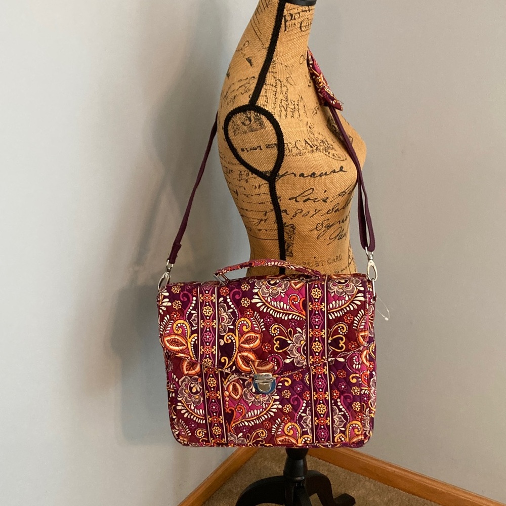 Vera Bradley Quilted Attache Messenger Laptop Satchel Safari Sunset